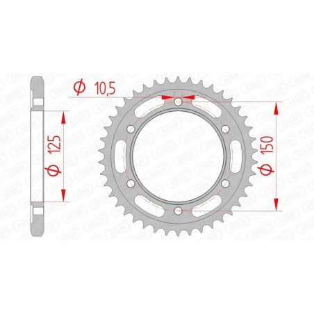 Corona AFAM acero estándar 71800 - Paso 525 - motoscamaralweb.com