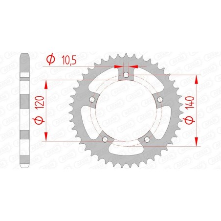Corona AFAM acero estándar 86500 - Paso 525 - motoscamaralweb.com