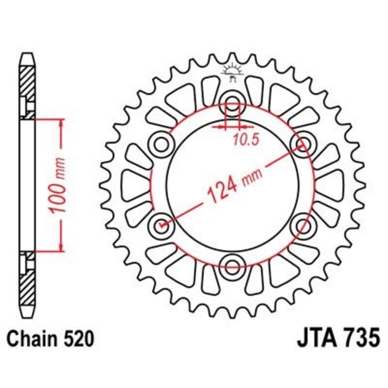 Corona JT 735 de aluminio con 41 dientes - motoscamaralweb.com Corona JT 735 de aluminio con 41 dientes - motoscamaralweb.com