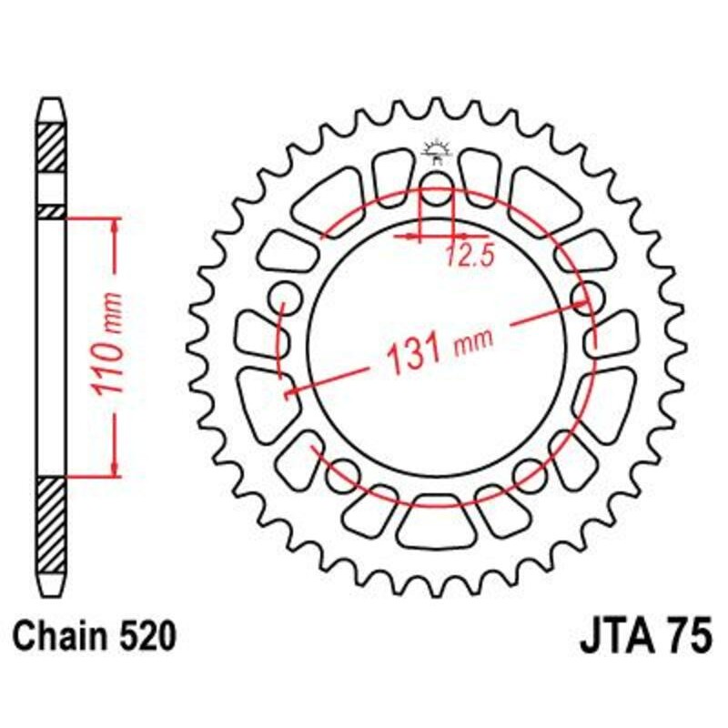 Corona JT 75 de aluminio con 46 dientes - motoscamaralweb.com Corona JT 75 de aluminio con 46 dientes - motoscamaralweb.com