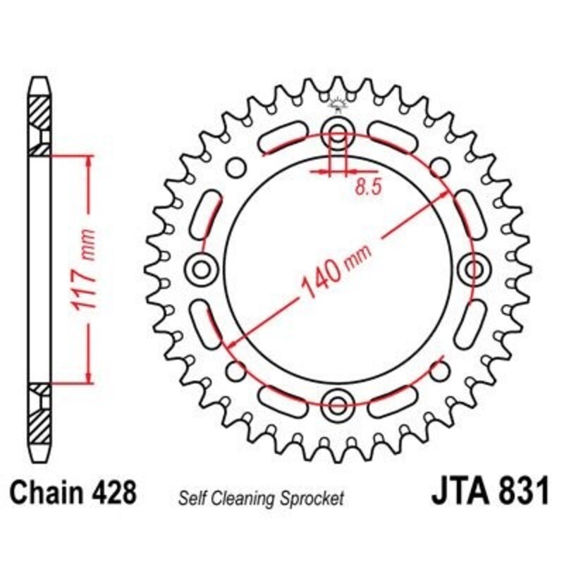 Corona JT 831 de aluminio con 47 dientes - motoscamaralweb.com Corona JT 831 de aluminio con 47 dientes - motoscamaralweb.com