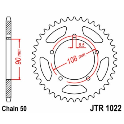 Corona JT SPROCKETS acero estándar 1022 - Paso 530 - motoscamaralweb.com