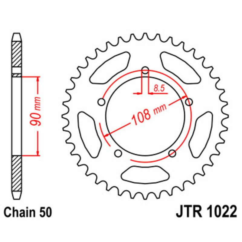 Corona JT SPROCKETS acero estándar 1022 - Paso 530 - motoscamaralweb.com Corona JT SPROCKETS acero estándar 1022 - Paso 530 - motoscamaralweb.com