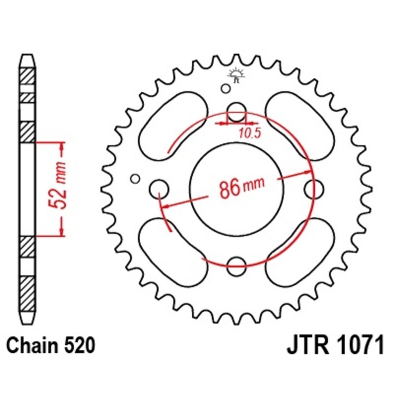 Corona JT SPROCKETS acero estándar 1071 - Paso 520 - motoscamaralweb.com Corona JT SPROCKETS acero estándar 1071 - Paso 520 - motoscamaralweb.com