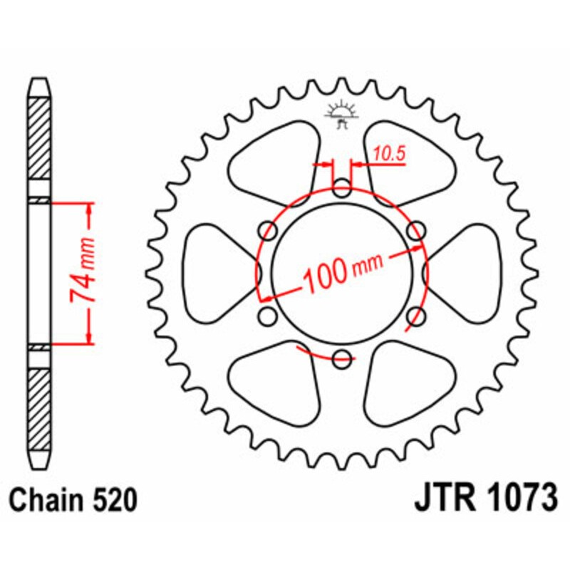 Corona JT SPROCKETS acero estándar 1073 - Paso 520 - motoscamaralweb.com Corona JT SPROCKETS acero estándar 1073 - Paso 520 - motoscamaralweb.com
