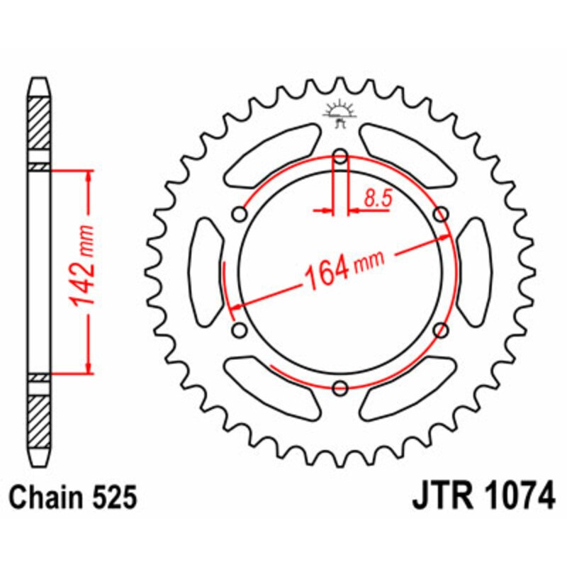 Corona JT SPROCKETS acero estándar 1074 - Paso 525 - motoscamaralweb.com Corona JT SPROCKETS acero estándar 1074 - Paso 525 - motoscamaralweb.com