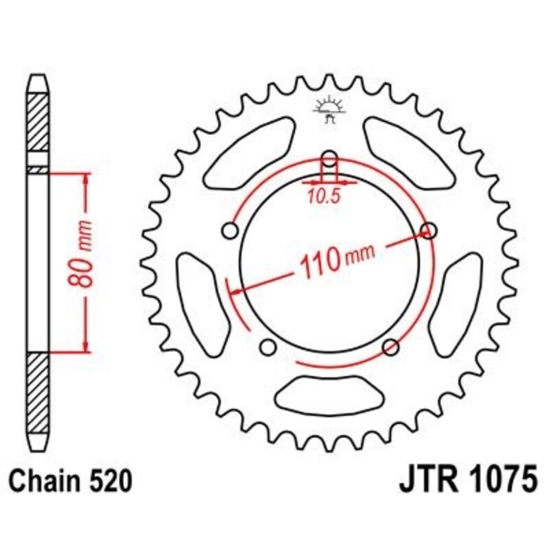 Corona JT 1075 de acero con 39 dientes - motoscamaralweb.com Corona JT 1075 de acero con 39 dientes - motoscamaralweb.com