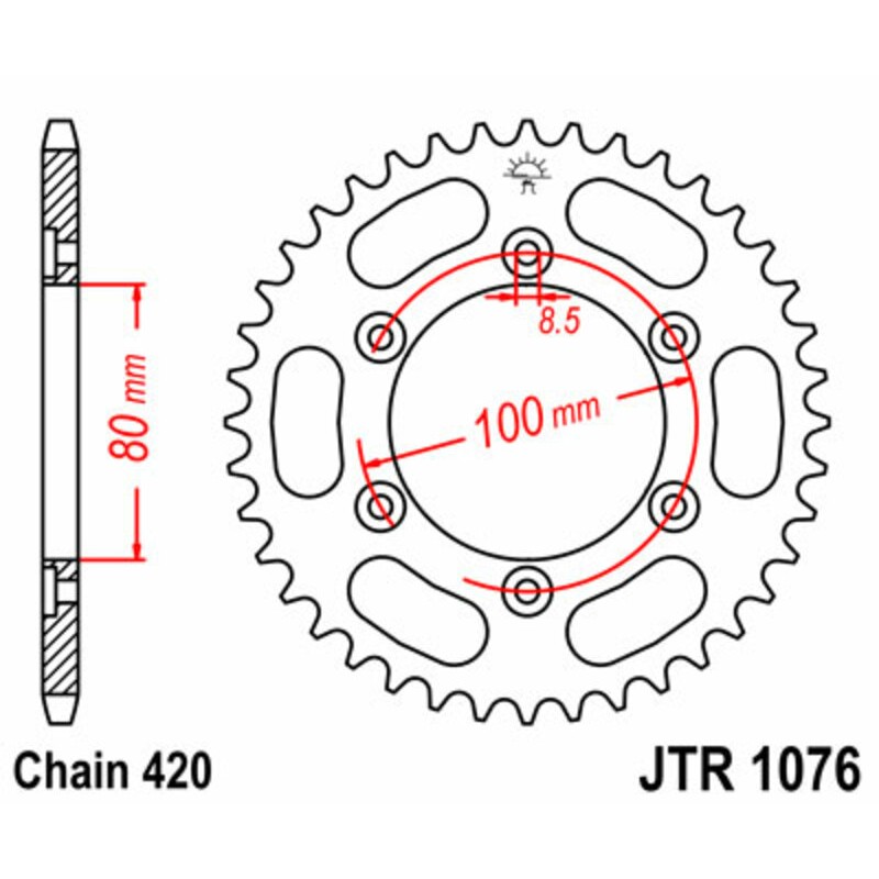 Corona JT SPROCKETS acero estándar 1076 - Paso 420 - motoscamaralweb.com