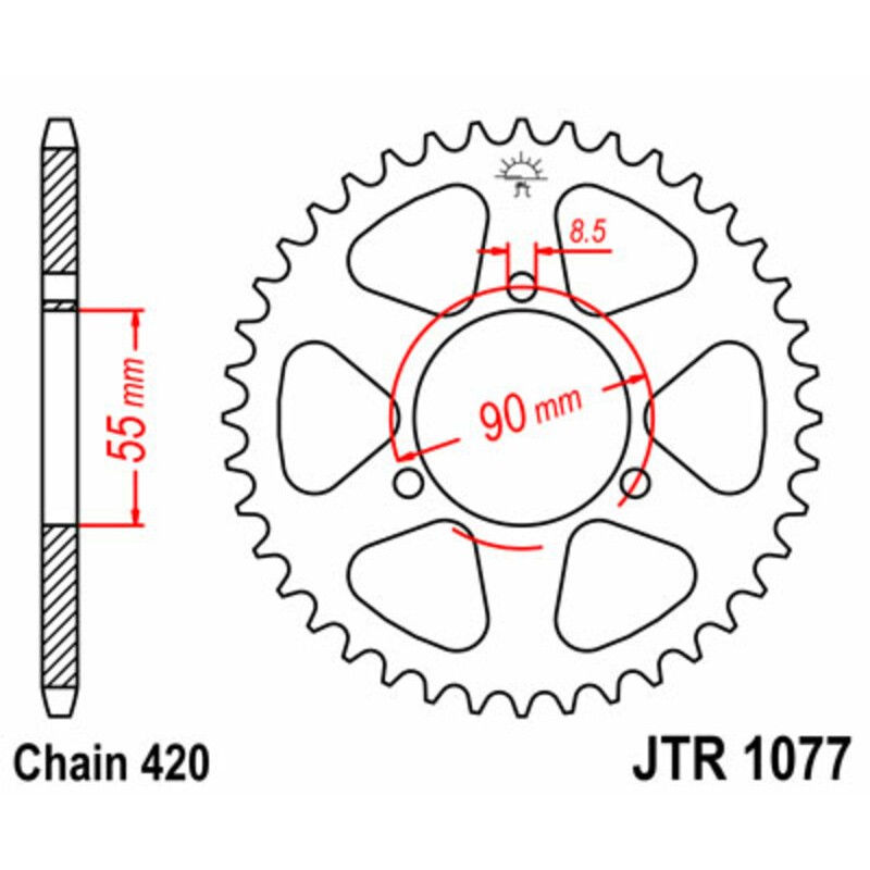 Corona JT SPROCKETS acero estándar 1077 - Paso 420 - motoscamaralweb.com Corona JT SPROCKETS acero estándar 1077 - Paso 420 - motoscamaralweb.com