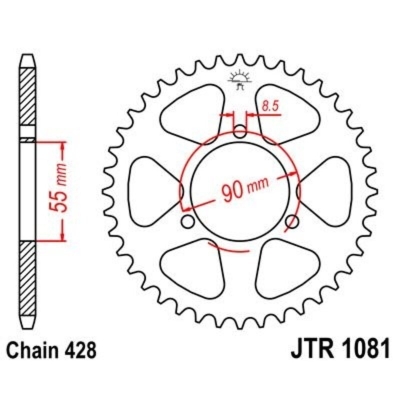Corona JT 1081 de acero con 46 dientes - motoscamaralweb.com