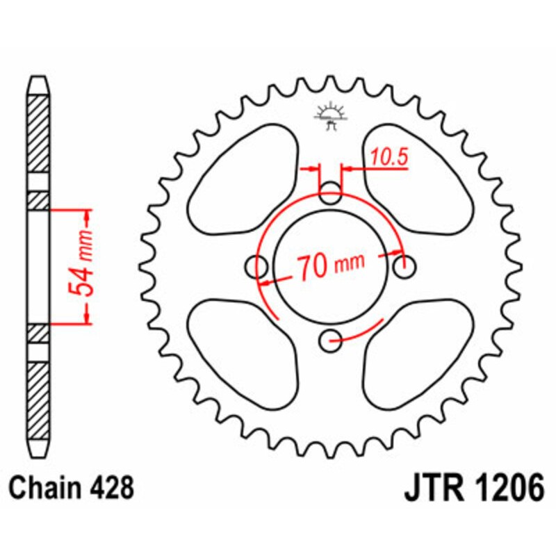 Corona JT SPROCKETS acero estándar 1206 - Paso 428 - motoscamaralweb.com Corona JT SPROCKETS acero estándar 1206 - Paso 428 - motoscamaralweb.com