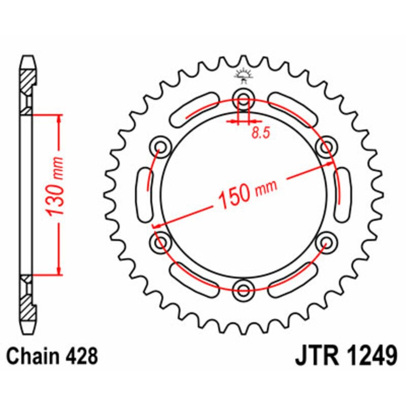 Corona JT SPROCKETS acero estándar 1249 - Paso 428 - motoscamaralweb.com Corona JT SPROCKETS acero estándar 1249 - Paso 428 - motoscamaralweb.com