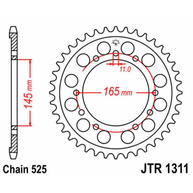 Corona JT SPROCKETS acero estándar 1311 - Paso 525 - motoscamaralweb.com Corona JT SPROCKETS acero estándar 1311 - Paso 525 - motoscamaralweb.com