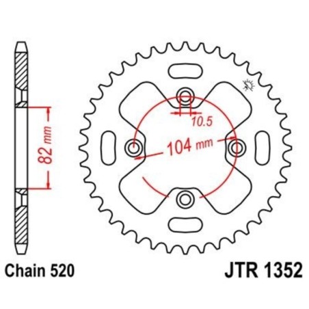 Corona JT 1352 de acero con 40 dientes - motoscamaralweb.com