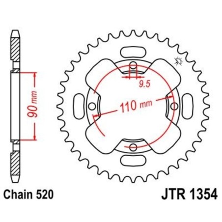 Corona JT 1354 de acero con 38 dientes - motoscamaralweb.com