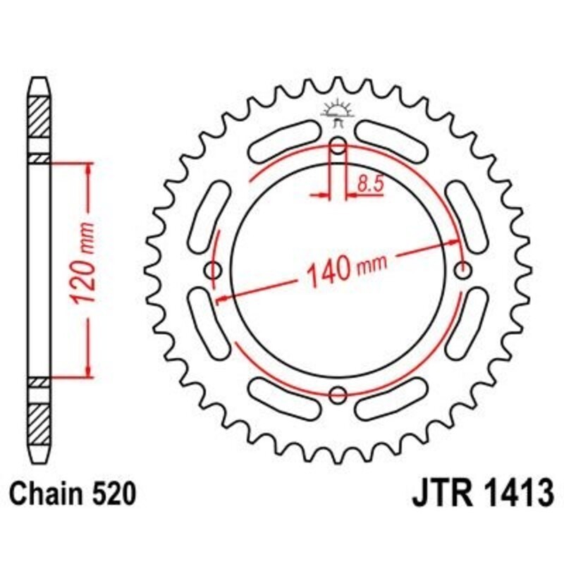 Corona JT 1413 de acero con 39 dientes - motoscamaralweb.com Corona JT 1413 de acero con 39 dientes - motoscamaralweb.com