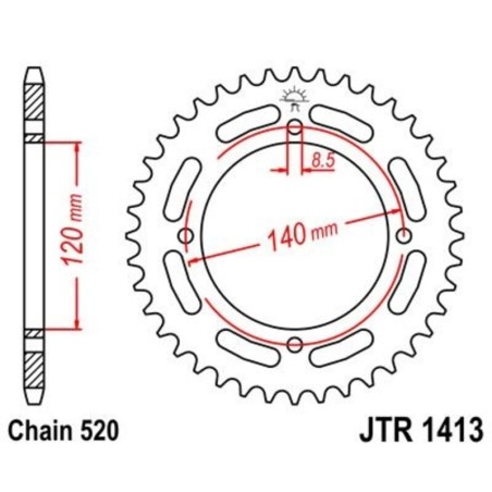 Corona JT 1413 de acero con 39 dientes - motoscamaralweb.com
