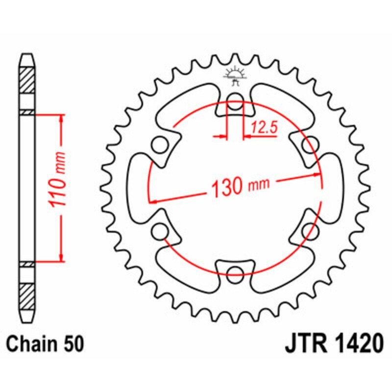 Corona JT SPROCKETS acero estándar 1420 - Paso 530 - motoscamaralweb.com Corona JT SPROCKETS acero estándar 1420 - Paso 530 - motoscamaralweb.com