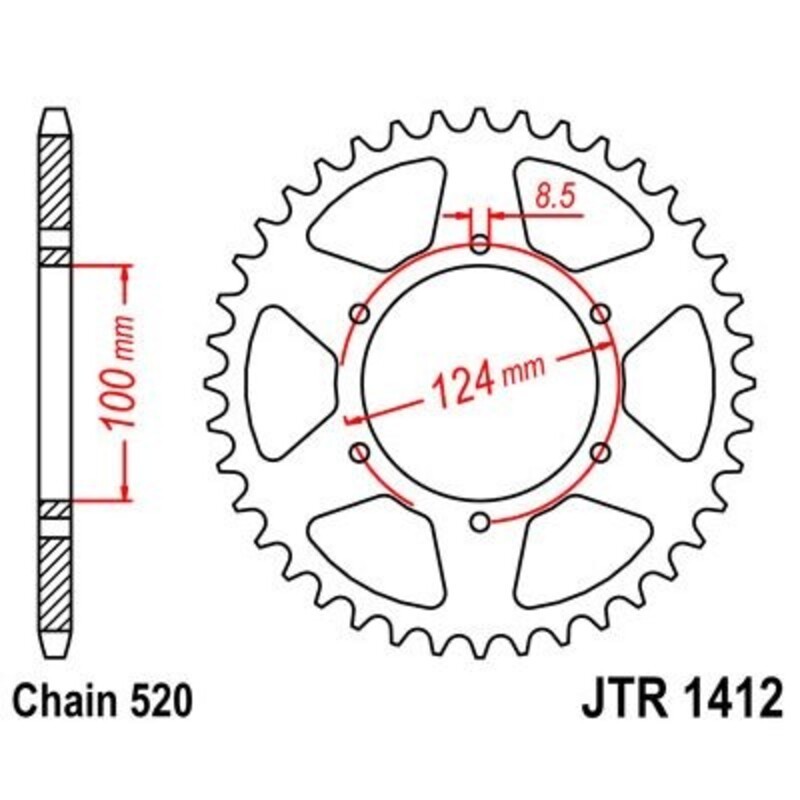 Corona JT 1412 de acero con 37 dientes - motoscamaralweb.com Corona JT 1412 de acero con 37 dientes - motoscamaralweb.com