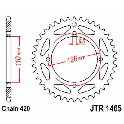 Corona JT 1465 de acero con 47 dientes - motoscamaralweb.com