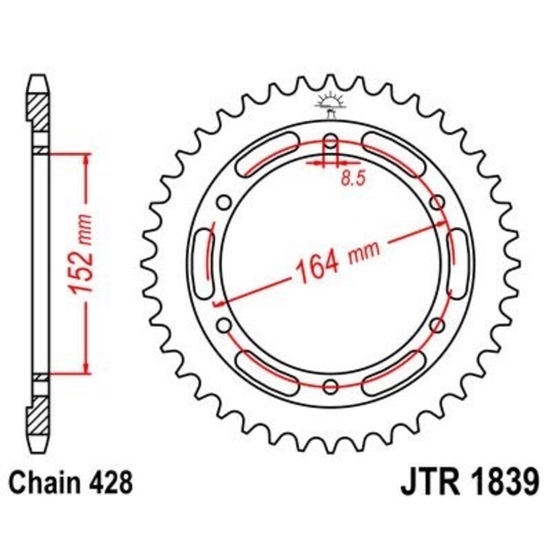 Corona JT 1839 de acero con 55 dientes - motoscamaralweb.com Corona JT 1839 de acero con 55 dientes - motoscamaralweb.com
