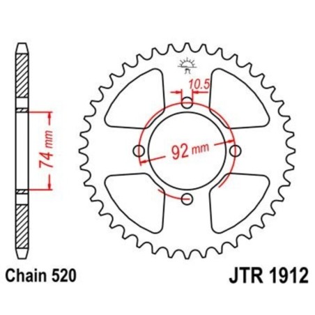 Corona JT 1912 de acero con 42 dientes - motoscamaralweb.com