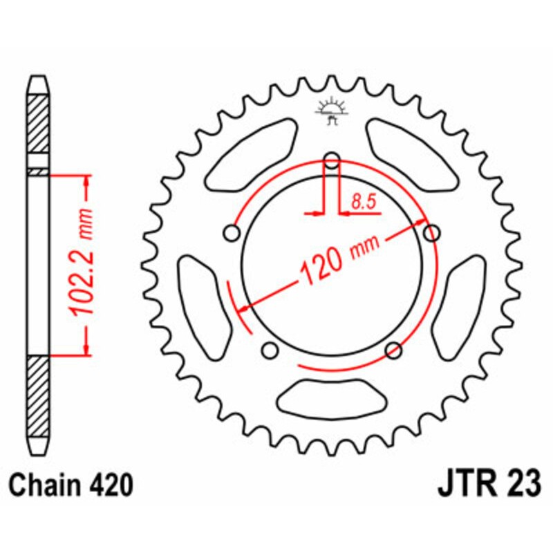 Corona JT SPROCKETS acero estándar 23 - Paso 420 - motoscamaralweb.com Corona JT SPROCKETS acero estándar 23 - Paso 420 - motoscamaralweb.com