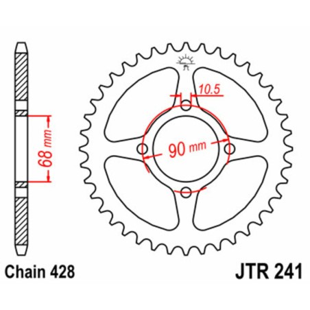 Corona JT SPROCKETS acero estándar 241 - Paso 428 - motoscamaralweb.com