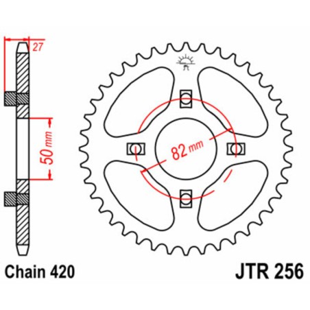 Corona JT SPROCKETS acero estándar 256 - Paso 420 - motoscamaralweb.com