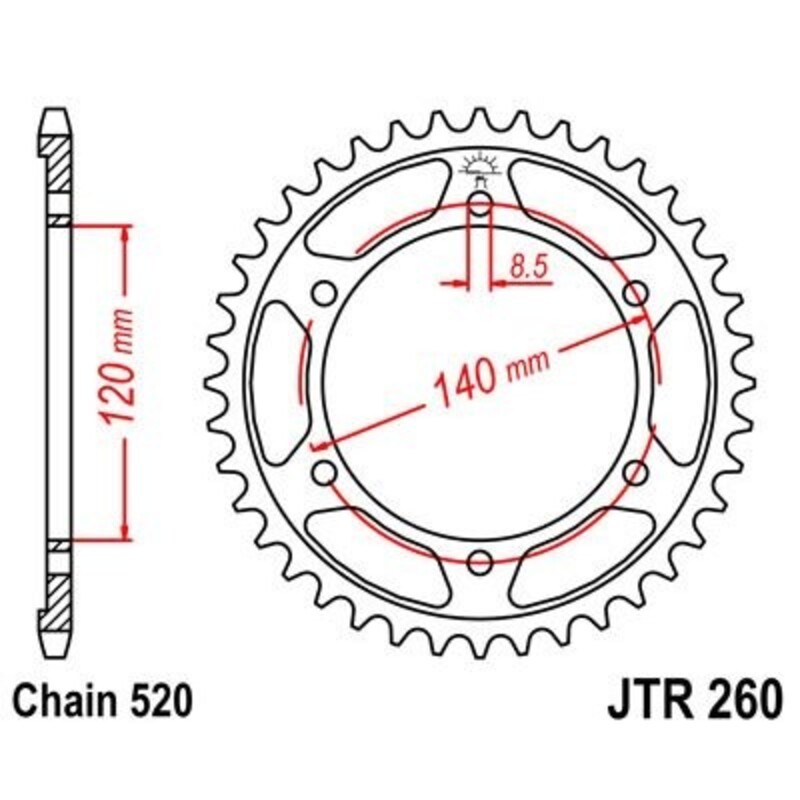 Corona JT 260 de acero con 40 dientes - motoscamaralweb.com Corona JT 260 de acero con 40 dientes - motoscamaralweb.com