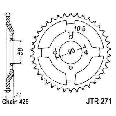 Corona JT SPROCKETS acero estándar 271 - Paso 428 - motoscamaralweb.com