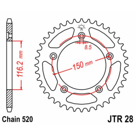 Corona JT 28 de acero con 42 dientes - motoscamaralweb.com