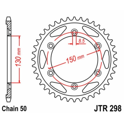 Corona JT SPROCKETS acero estándar 298 - Paso 530 - motoscamaralweb.com
