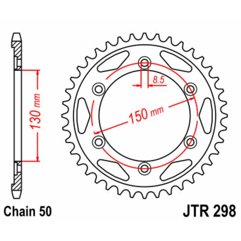Corona JT SPROCKETS acero estándar 298 - Paso 530 - motoscamaralweb.com Corona JT SPROCKETS acero estándar 298 - Paso 530 - motoscamaralweb.com