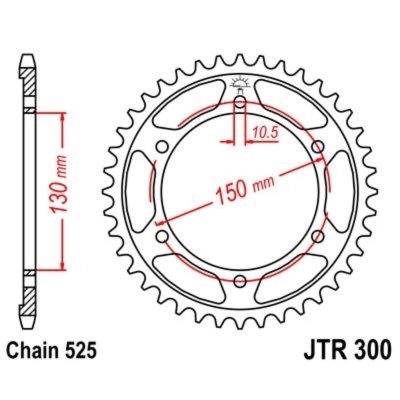 Corona JT 300 de zinc negro con 47 dientes - motoscamaralweb.com