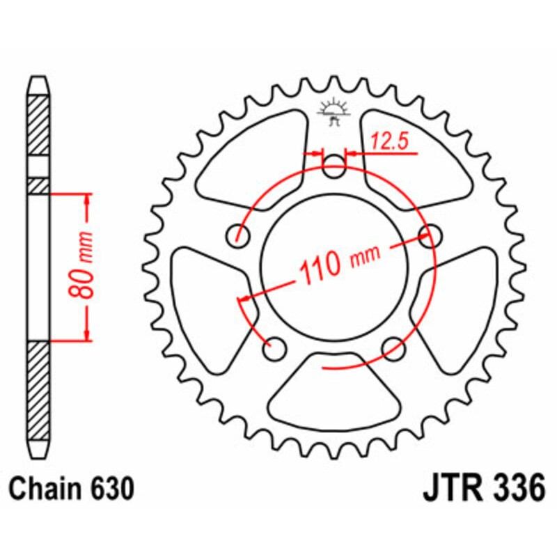 Corona JT 336 de acero con 35 dientes - motoscamaralweb.com Corona JT 336 de acero con 35 dientes - motoscamaralweb.com