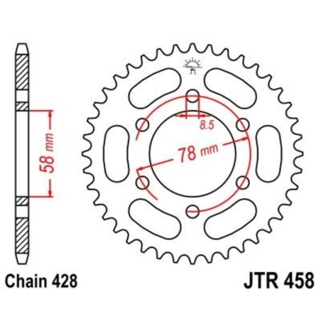 Corona JT 458 de acero con 36 dientes - motoscamaralweb.com