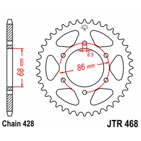 Corona JT SPROCKETS acero estándar 468 - Paso 428 - motoscamaralweb.com