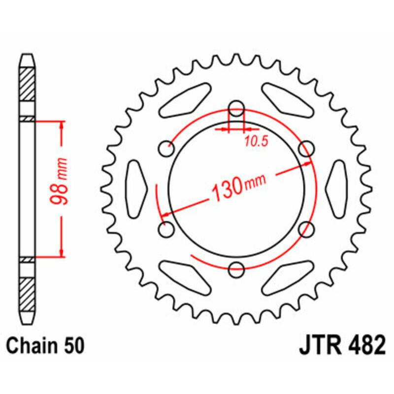 Corona JT SPROCKETS acero estándar 482 - Paso 530 - motoscamaralweb.com Corona JT SPROCKETS acero estándar 482 - Paso 530 - motoscamaralweb.com