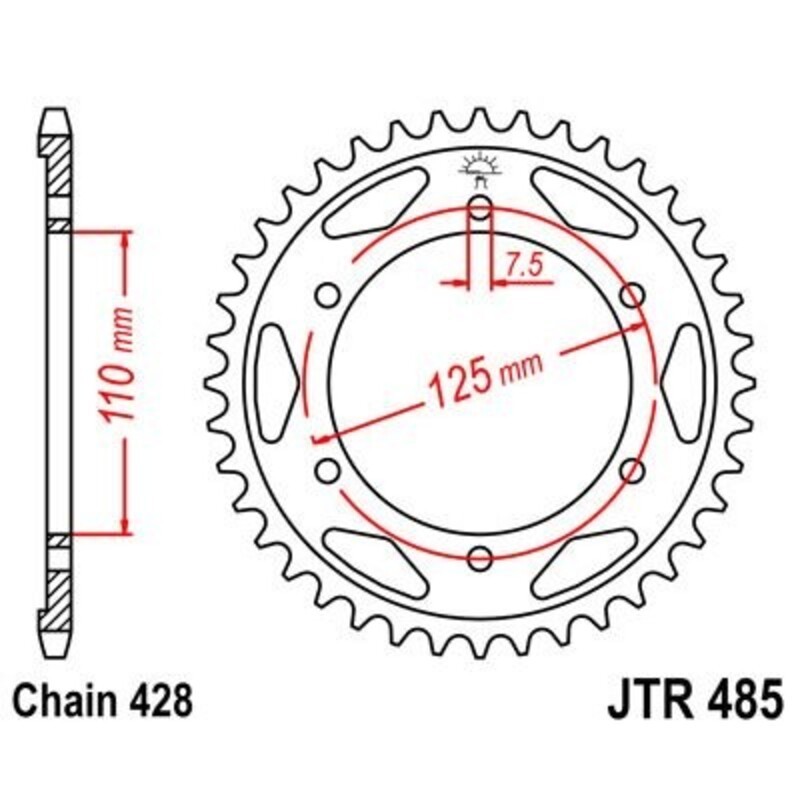 Corona JT 485 de acero con 46 dientes - motoscamaralweb.com Corona JT 485 de acero con 46 dientes - motoscamaralweb.com