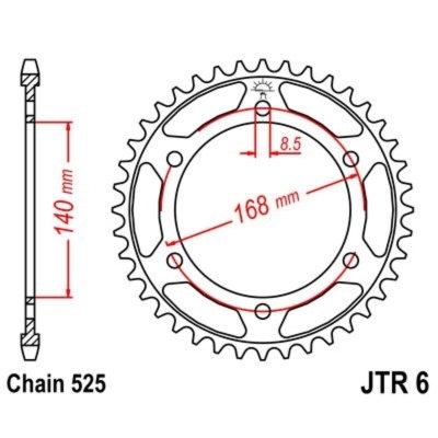 Corona JT 6 de zinc negro con 42 dientes - motoscamaralweb.com
