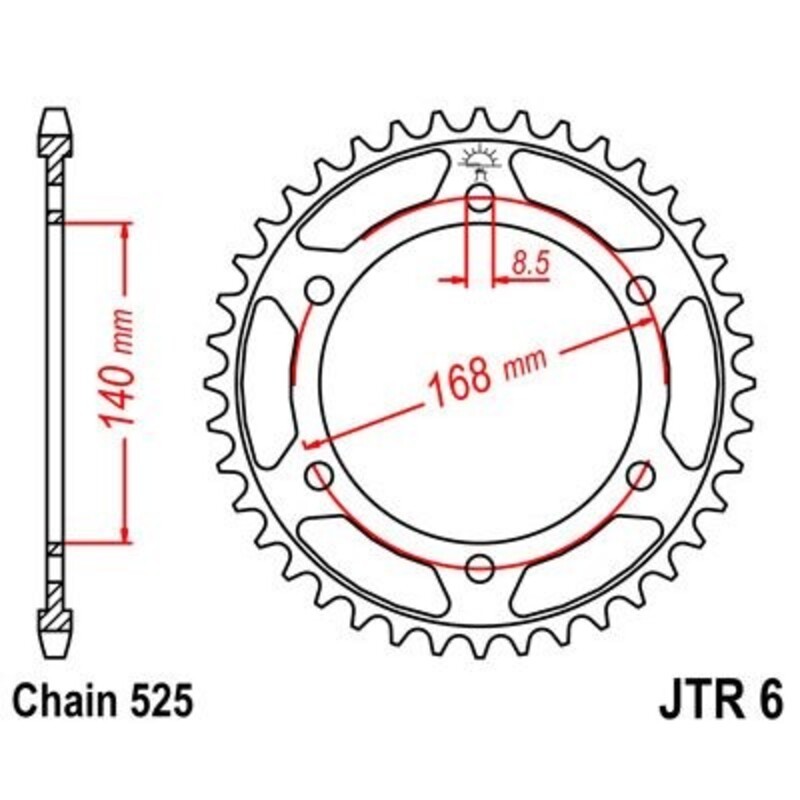 Corona JT 6 de zinc negro con 42 dientes - motoscamaralweb.com Corona JT 6 de zinc negro con 42 dientes - motoscamaralweb.com