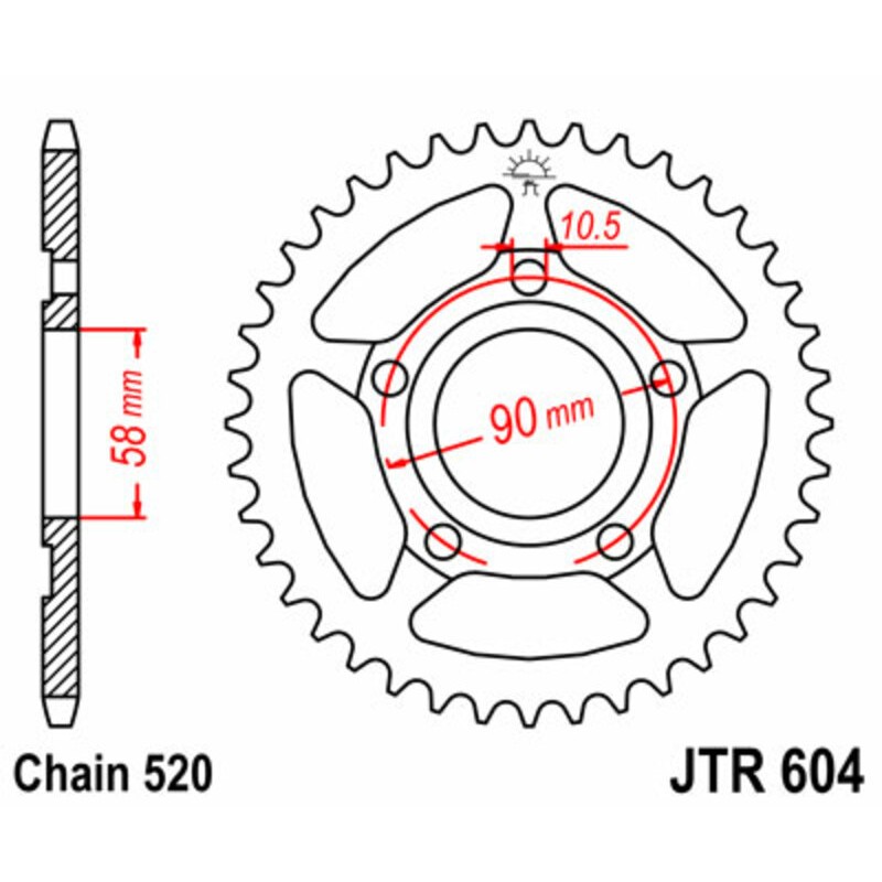 Corona JT SPROCKETS acero estándar 604 - Paso 520 - motoscamaralweb.com Corona JT SPROCKETS acero estándar 604 - Paso 520 - motoscamaralweb.com