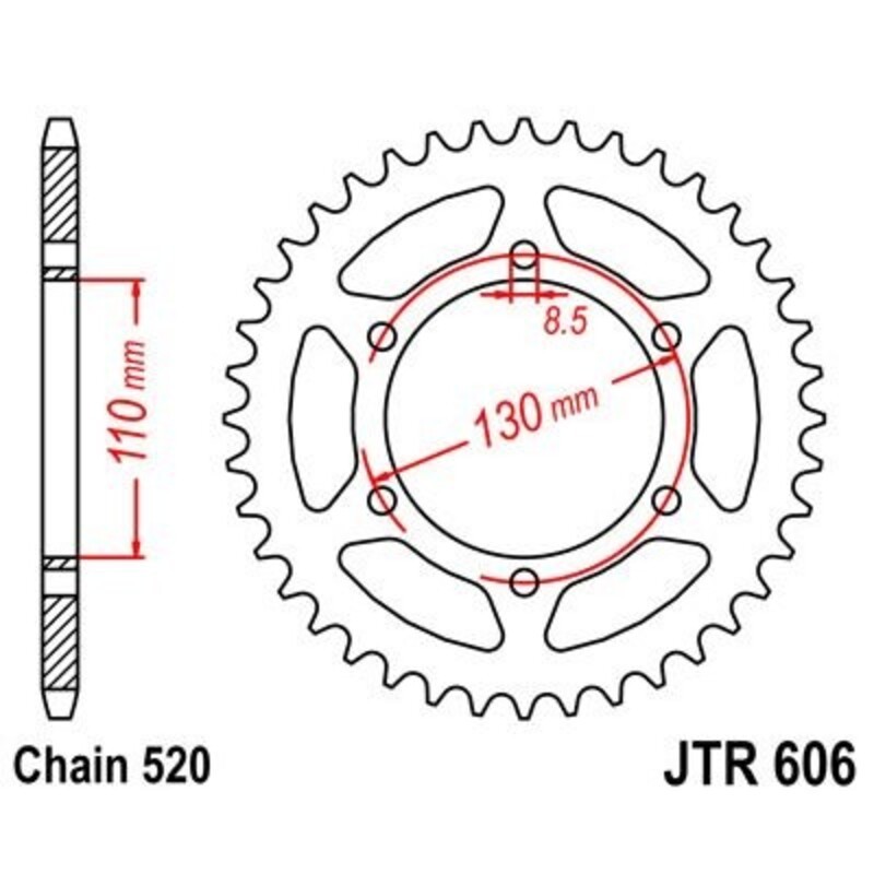 Corona JT 606 de acero con 43 dientes - motoscamaralweb.com Corona JT 606 de acero con 43 dientes - motoscamaralweb.com