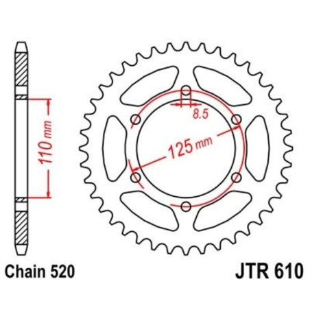 Corona JT 610 de acero con 51 dientes - motoscamaralweb.com