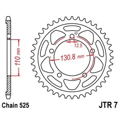 Corona JT 7 de zinc negro con 46 dientes - motoscamaralweb.com