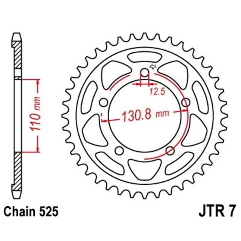 Corona JT 7 de zinc negro con 46 dientes - motoscamaralweb.com Corona JT 7 de zinc negro con 46 dientes - motoscamaralweb.com
