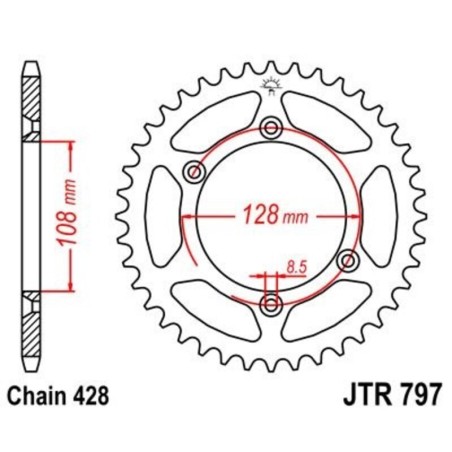 Corona JT 797 de acero con 57 dientes - motoscamaralweb.com