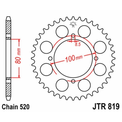 Corona JT 819 de acero con 39 dientes - motoscamaralweb.com
