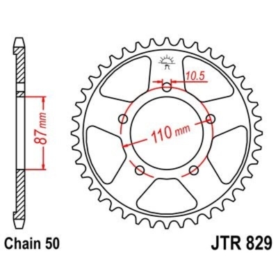 Corona JT 829 de zinc negro con 47 dientes - motoscamaralweb.com